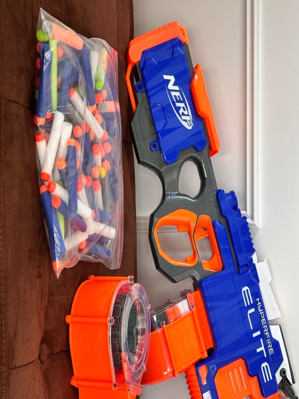Nerf  N-Strike Elite HyperFire Dart Blaster with bag of darts and pack new darts